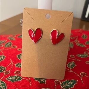 Red Heart Earrings NWT
